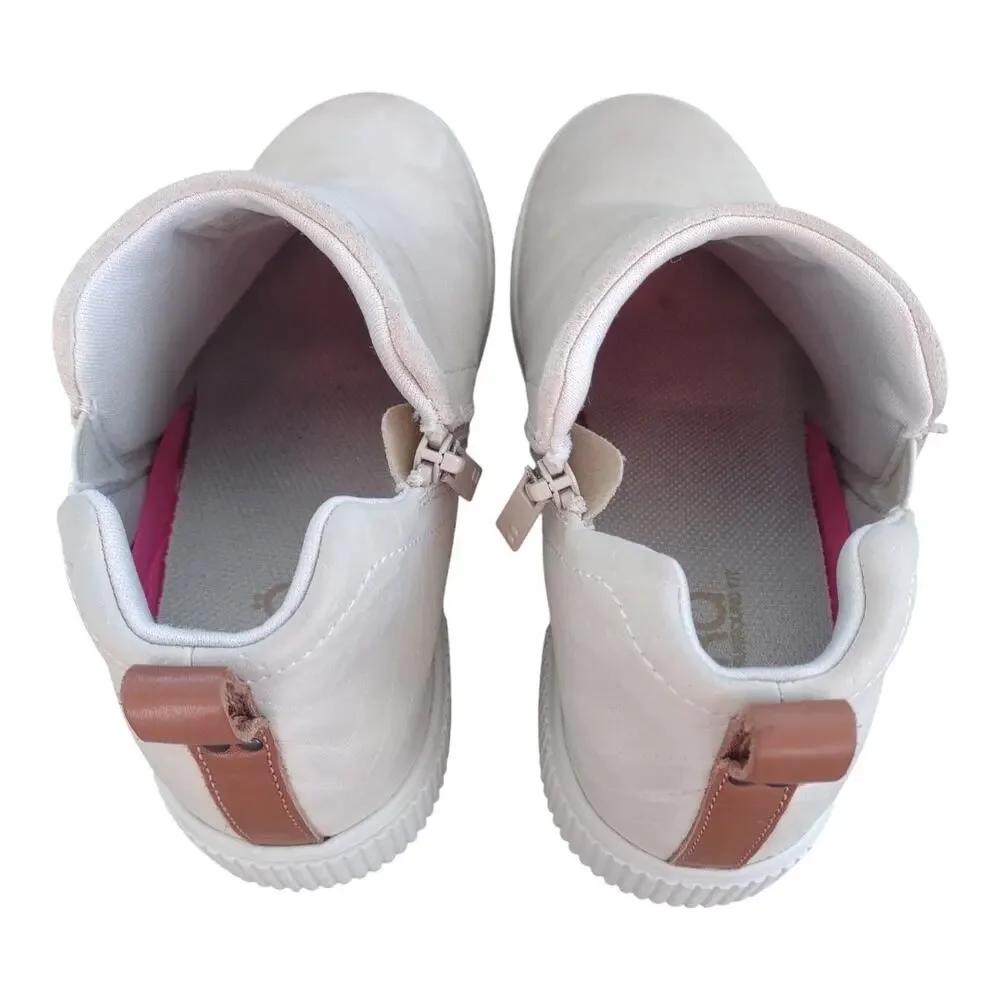 RYKA High Top Sneaker Booties Cream Suede Hidden Wedge Heel Size 8M Activewear